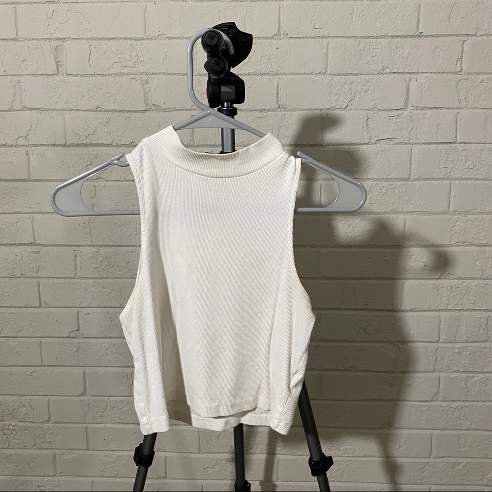 White mock neck crop top